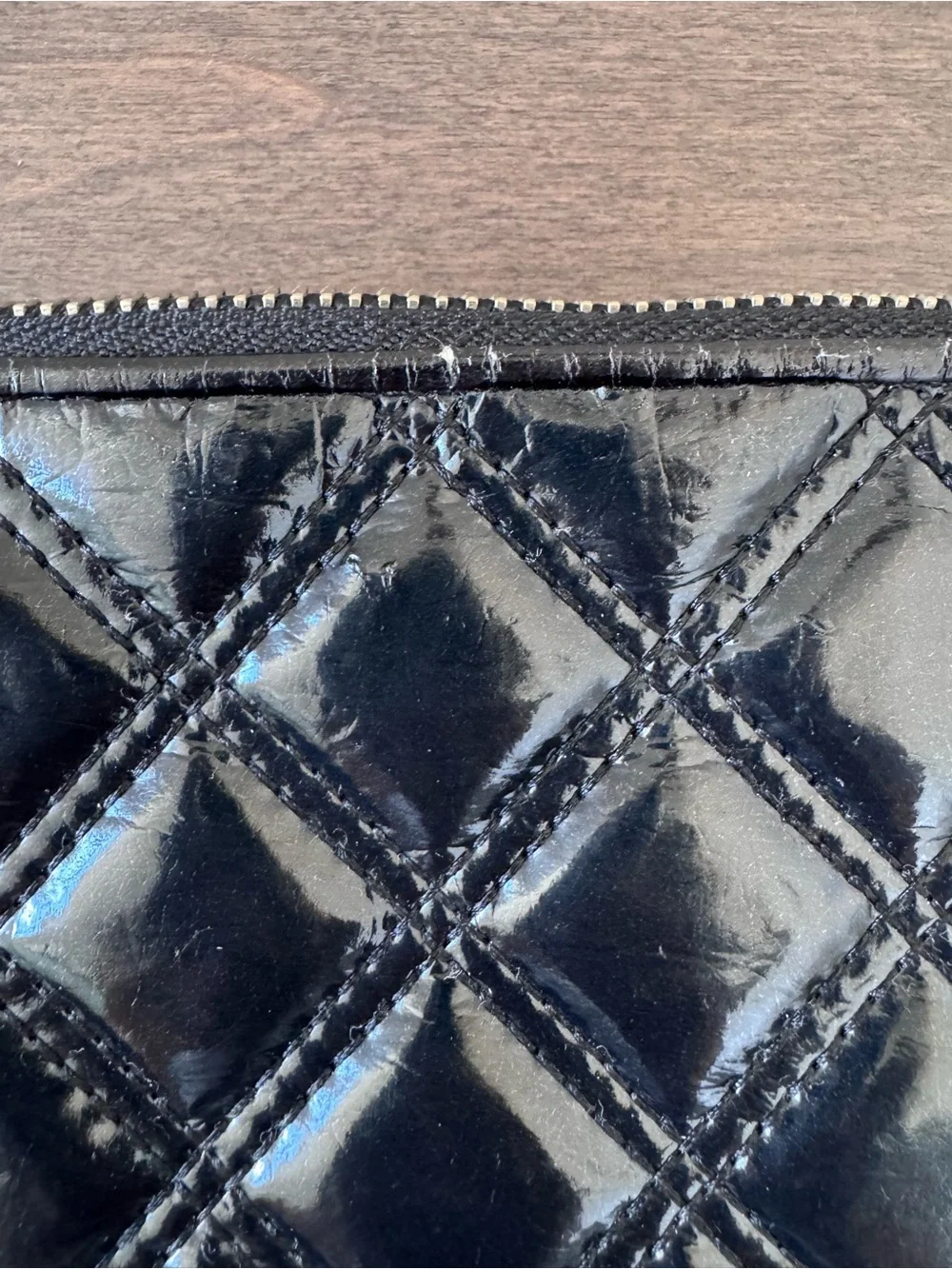 Marc Jacobs Black Quilted Patent Leather Zip Pouch